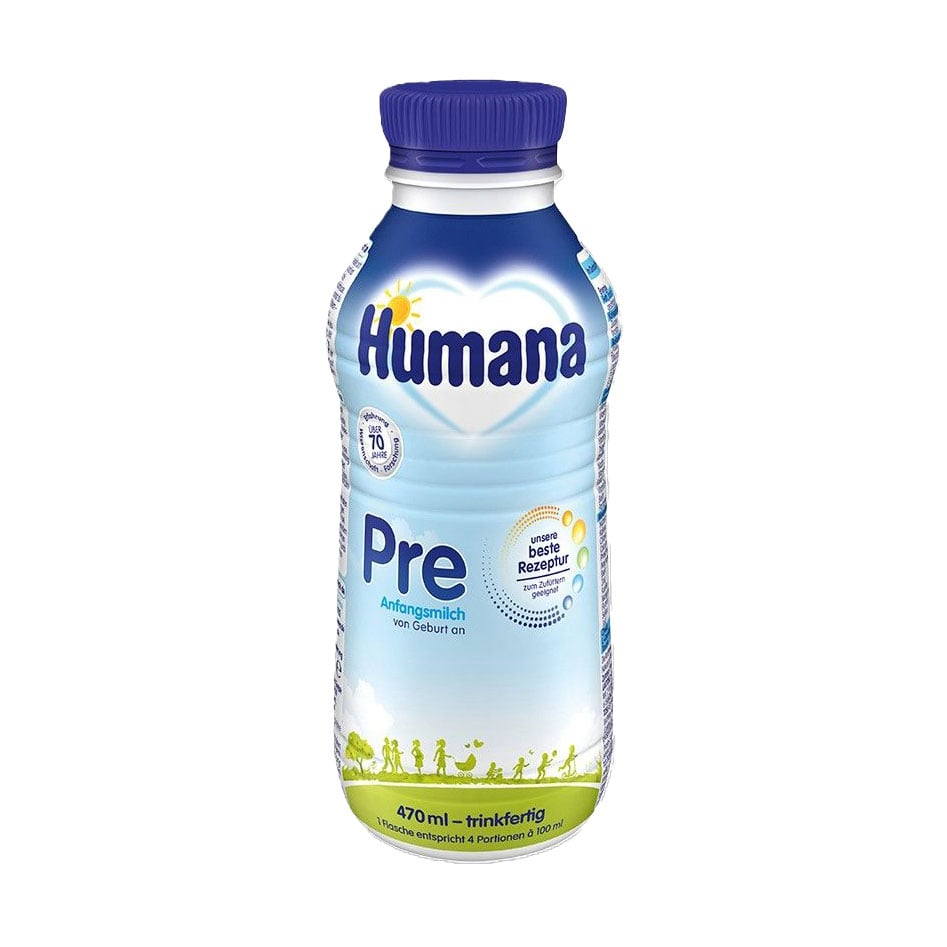 Дитяча початкова рідка молочна суміш Humana Pre з LC PUFA, пребіотиками галактоолігосахаридами та нуклеотидами, від народження, 470 мл